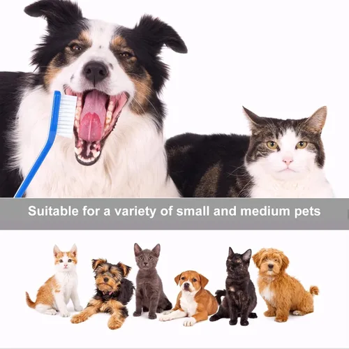Vista 6 de Newday 50 cepillos de dientes de doble cabeza para perros y gatos, cerdas súper suaves, cepillo de dientes para el cuidado bucal, cepillo de dientes