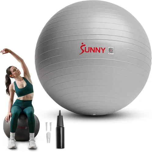 Vista 10 de Sunny Health & Fitness Pelota de ejercicio antiestallidos de alta calidad para fuerza central, yoga, pilates, barra, terapia física, equilibrio
