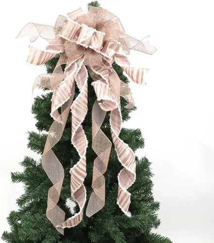 Vista 21 de Ochine Decoración para árbol de Navidad, lazo decorativo para árbol de Navidad, tiras decorativas, cinta, búfalo, arpillera, rojo y negro, lazo