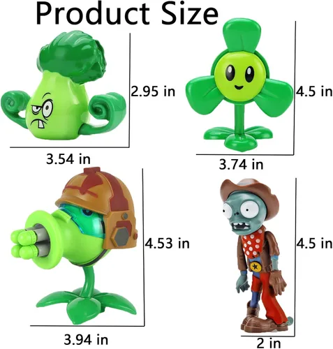Vista 2 de JHESAO Juego de 7 figuras de acción de plantas y zombis, juego de juguetes de PVZ, serie 1, 2, grandes regalos para niños y fanáticos, cumpleaños