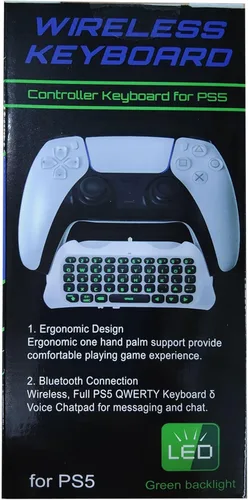 Vista 10 de TiMOVO Green Backlight Keyboard for PS5 Controller, Wireless Bluetooth Keypad Chatpad for Playstation 5 Controller, Mini Game Keyboard Built-in