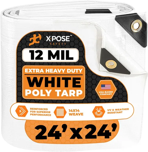 Vista 89 de Xpose Safety Lona protectora de polietileno plateado resistente de 5 x 7 pies - Funda protectora multiusos - Duradera, resistente al agua