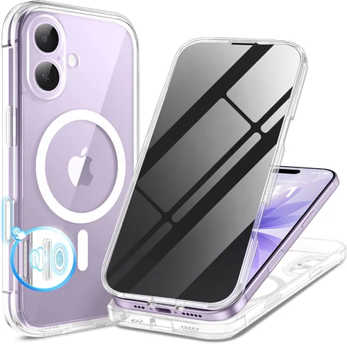 Vista 9 de BERFY Funda para iPhone 17 Pro Max, compatible con MagSafe, protector de pantalla de vidrio integrado, protección de cámara, funda de cuerpo