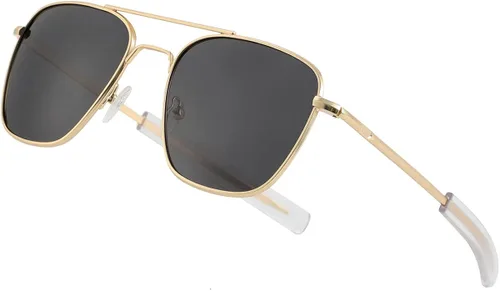 Vista 5 de Gleyemor Gafas de sol polarizadas cuadradas estilo aviador para hombre estilo retro militar resistente