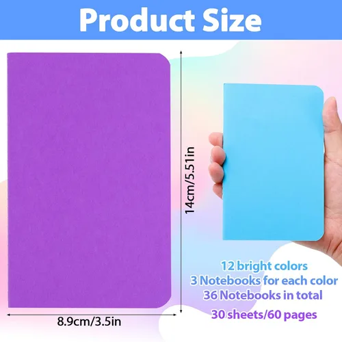 Vista 2 de Paquete de 36 cuadernos pequeños rayados a granel, mini cuadernos de bolsillo, mini cuadernos de notas para estudiantes, viajeros, suministros