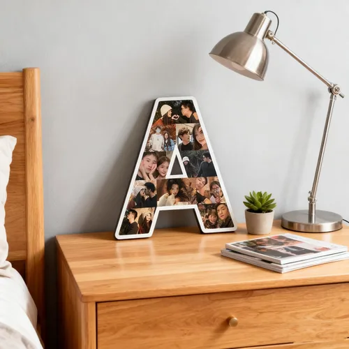 Vista 2 de Marco de fotos personalizado con letras – Marco de fotos personalizado para escritorio, regalo de fotos personalizable para bodas, cumpleaños