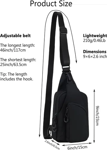 Vista 5 de Niumike Bolso bandolera pequeño con correas ajustables, bolsas cruzadas en el pecho, mochila diaria para mujeres y hombres, viajes al aire libre