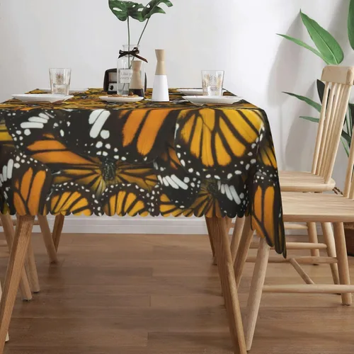 Vista 3 de BONDIJ Monarch - Mantel rectangular con diseño de mariposas impermeable, resistente a las arrugas, para comedor, cocina, fiestas, vacaciones, 54 x