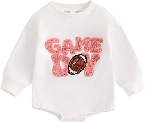 Vista 30 de MERSARIPHY Sudadera de fútbol para bebé, traje de manga larga con letras divertidas, ropa de otoño e invierno