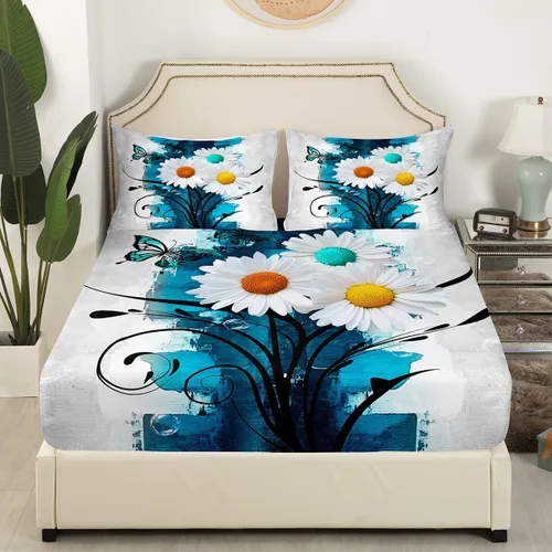 Vista 3 de Erosebridal Juego de sábanas turquesa tamaño individual para niñas y mujeres, juego de sábanas color verde azulado y gris degradado para adultos