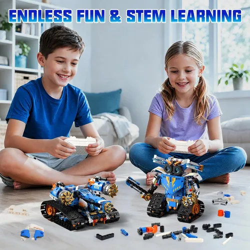 Vista 7 de Kit de construcción de robot STEM 3 en 1 588 piezas, robótica