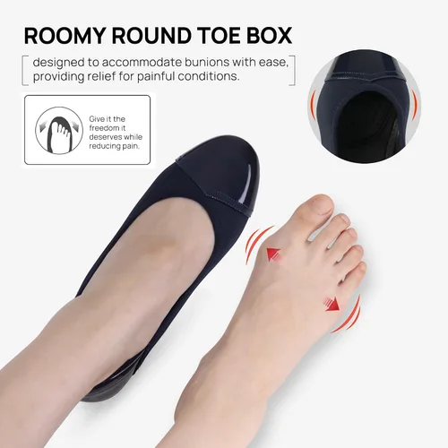 Vista 3 de Ortho+rest Zapatos de vestir para juanetes para mujer, zapatos ortopédicos de tacón bajo, mocasines ortopédicos sin cordones