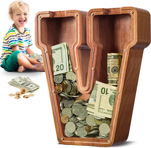 Vista 65 de SummiDate Alcancía de madera de letra para niños y niñas, Alfabeto, personalizada, regalo de cumpleaños y pascua para niños (A)