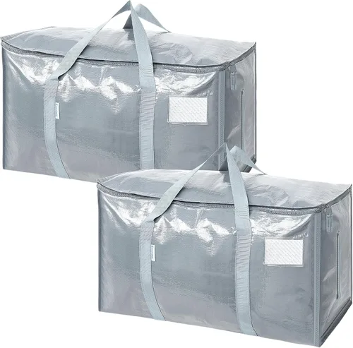 Vista 13 de TICONN Paquete de 2 bolsas de mudanza extra grandes resistentes con cremalleras y asas de transporte, bolsas de almacenamiento duraderas
