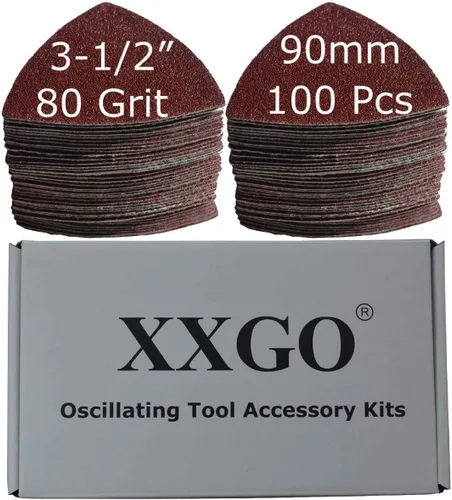Vista 10 de XXGO 4 almohadillas de lijado multiherramienta oscilantes triangulares de gancho y bucle de 3.5 pulgadas No.XG9004