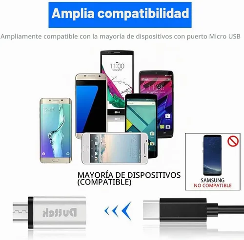 Vista 4 de Duttek Adaptador USB-C a Micro USB, 480 Mbps, compatible con OTG, para FLIR One Pro, Huawei Y7/Y6/P Smart/P8 Lite y Smartphones, Tablets