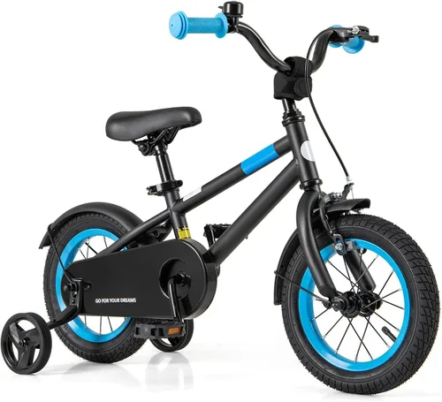Vista 18 de BABY JOY Bicicleta infantil de macarones coloridos, de 12, 14, 16 y 18 pulgadas, bicicleta deportiva para niños con ruedas de entrenamiento