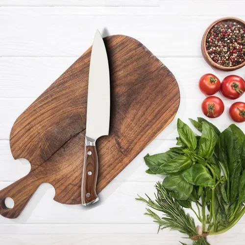 Vista 3 de Cuchillo de cocina personalizable de acero inoxidable con grabado láser, regalos de cocina para él, regalos de inauguración de la casa, juego