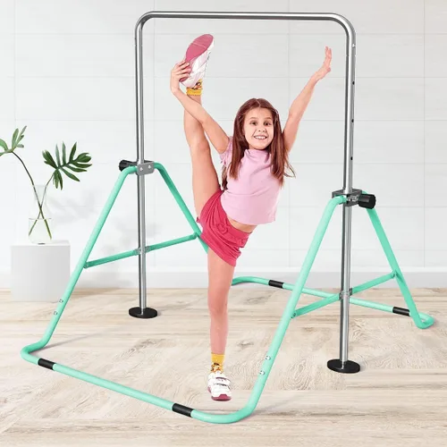 Vista 6 de FBSPORT Gymnastics Bar for Kids Adjustable Height Gymnastic Horizontal Bar Verde