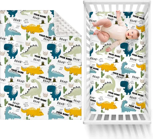 Vista 26 de Manta de bebé de doble capa con nombre personalizado, manta de ropa de cama para niños pequeños con estampado morado personalizado, multiusos