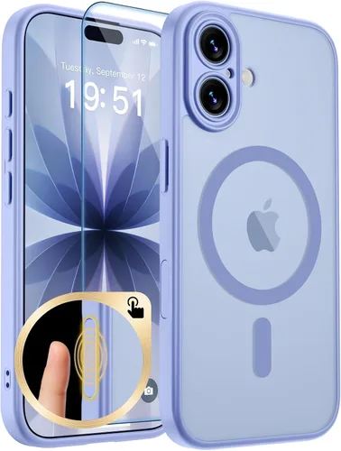 Vista 106 de zapica Funda magnética para iPhone Air, con protector de pantalla de vidrio templado, compatible con MagSafe, translúcida mate, a prueba de golpes