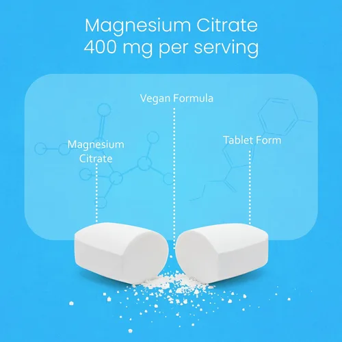 Vista 4 de Citrato de magnesio 400 mg - 120 comprimidos alivio del estrés de alta potencia, apoyo para la relajación del sueño, apoya la función nerviosa