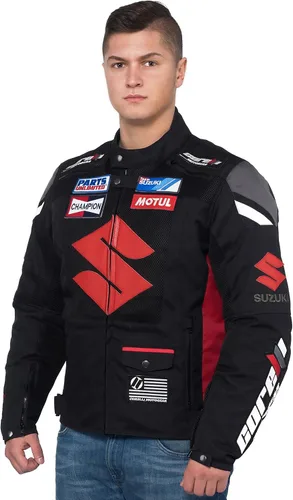 Vista 3 de VägVargen Suzuki - Chaqueta textil negra para motocicleta (M (EU50)), Negro