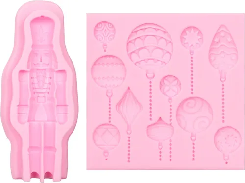 Vista 9 de Molde de silicona para soldado cascanueces, adornos de bolas de Navidad, molde de chocolate, decoración de pastel de Navidad, moldes para hornear