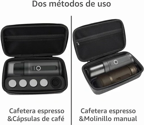 Vista 4 de Funda de viaje compatible con OutIn Nano Cafetera portátil eléctrica espresso - Bolsa de mano impermeable y protectora solo para transportar