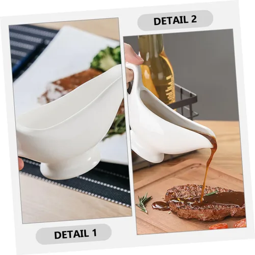 Vista 3 de Taza de cerámica para salsa de leche con mango ergonómico para aderezos de ensalada, mantequilla caliente de miel