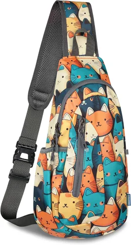 Vista 7 de TITECOUGO Bolso bandolera pequeño, mochila cruzada ligera para hombres y mujeres, bolsa de hombro para deportes y exteriores