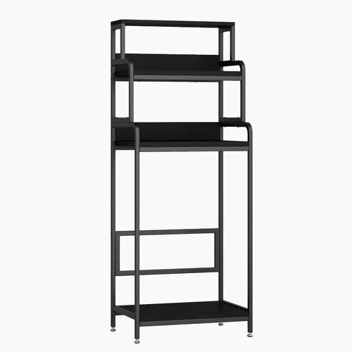 Vista 8 de COCOLUCKY - Estante de 4 niveles para mini nevera con almacenamiento, gabinete para mini nevera con almacenamiento, soporte para microondas, estante