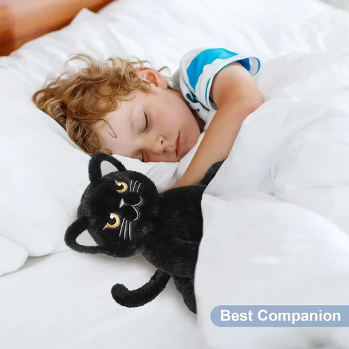 Vista 5 de SuzziPals - Animales de peluche de gato negro calentables y refrigerables, bonita almohadilla térmica para microondas para calmar y relajar