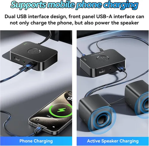 Vista 5 de Receptor Bluetooth 6.0, para el adaptador AUX estéreo para el hogar, para altavoces con cable antiguos/flash USB, sistema estéreo de transmisión