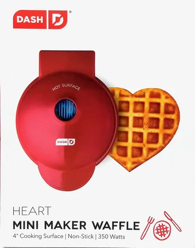 Vista 3 de Dash Mini Waffle Iron de 4 pulgadas con el mejor libro de recetas de chafle Keto y diario de Charmed By Dragons (4 pulgadas mini corazón rojo)