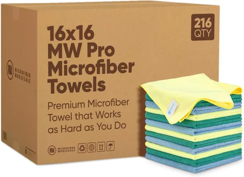 Vista 10 de Microfiber Wholesale Toallas de microfibra Pro Multi Surface de 16" x 16" a granel Caja: 216 Cantidad (negro)