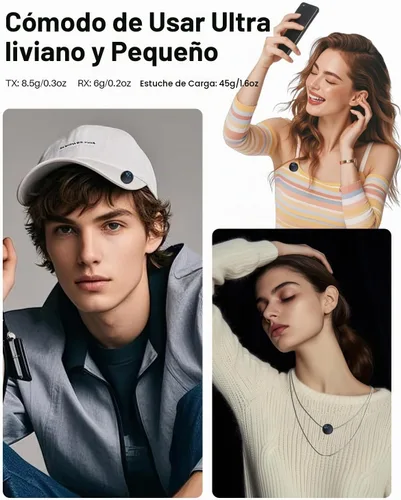 Vista 6 de Caiord Micrófono Lavalier inalámbrico para iPhone Android, creador de Negro