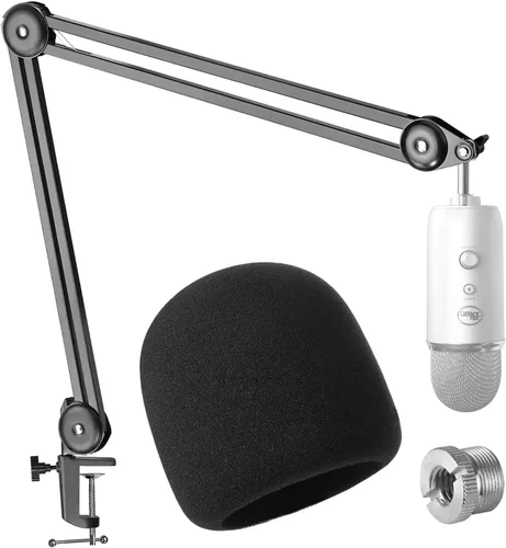 Vista 9 de Youshares Blue Yeti - Soporte de micrófono con filtro pop, brazo de micrófono de alta calidad, brazo de brazo resistente con gestión de cables