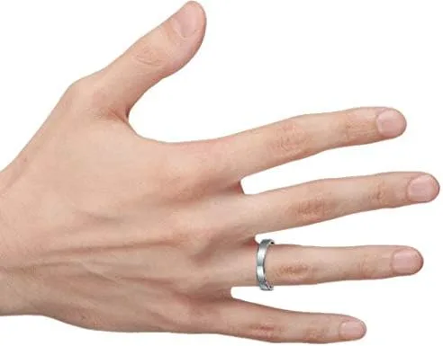 Vista 5 de Bling Jewelry Unisex Personalized Plain Simple Thin Cigar Flat Couples Titanium Wedding Band RingsForMen Women Polished Black Silver Rose Gold Tone