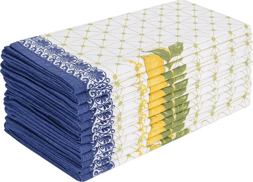 Vista 88 de Fingercraft - Juego de 12 servilletas de tela de mezcla de algodón y lino, con estampado, perfecta para fiestas, cenas, bodas, cócteles y Navidad