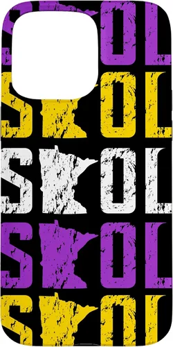 Vista 30 de Funda para iPhone 13 Pro Max SKOL envejecido vikingo vintage morado y amarillo sobre negro