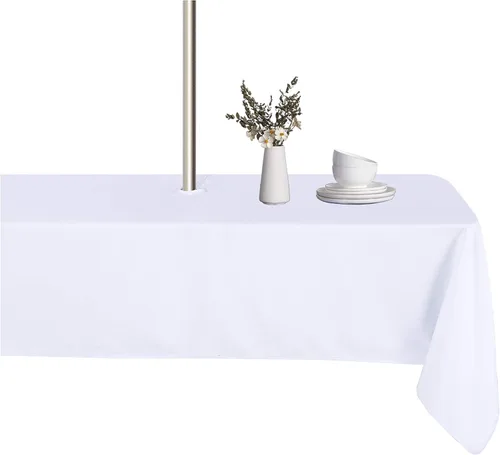 Vista 15 de LUSHVIDA Mantel cuadrado para exteriores con agujero para sombrilla y cremallera, 54 x 54 pulgadas, color negro, lavable, impermeable, a prueba