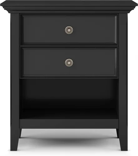 Vista 5 de SIMPLIHOME Amherst Mesita de noche tradicional de madera maciza de 24 pulgadas de ancho, color negro, para sala de estar y dormitorio