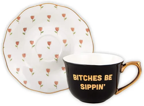 Vista 3 de Best Mom Ever - Taza de té y platillo de porcelana de 5 onzas