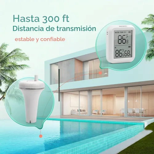 Vista 3 de Inkbird Termómetro inalámbrico para piscina y receptor, versión actualizada de termómetro flotante con pantalla de fácil lectura, termómetro