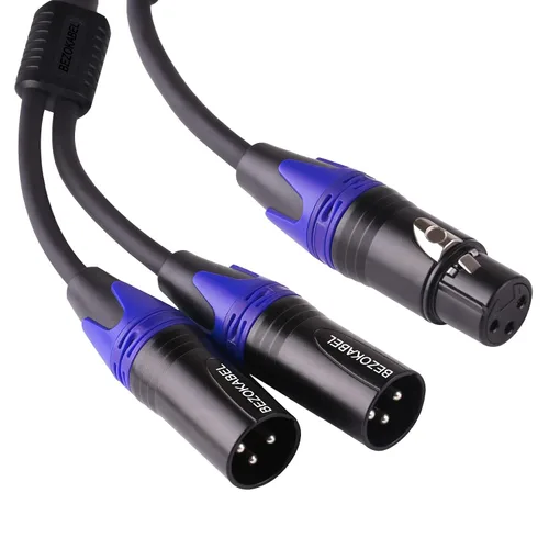 Vista 8 de Divisor XLR, cable divisor XLR equilibrado macho a 2 hembras, cable divisor XLR Y de 3 pines - 1 pie