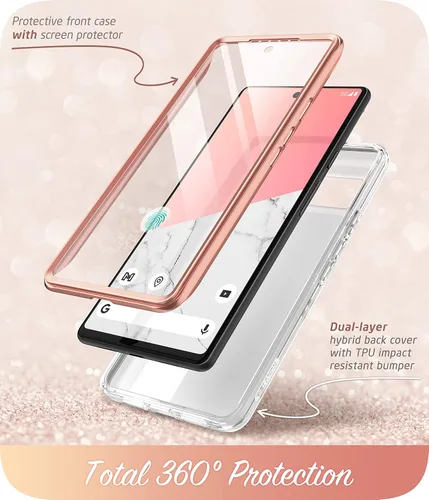 Vista 2 de i-Blason Cosmo - Funda para Google Pixel 6a con protector de pantalla integrado [compatible con desbloqueo de identificación de huellas dactilares]