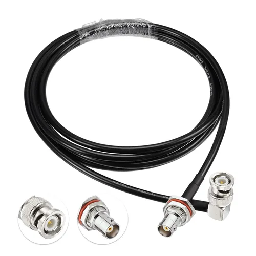 Vista 2 de Eightwood BNC mamparo hembra a BNC macho en ángulo recto RG58 cable coaxial 6.5ft para receptor de micrófono inalámbrico, radio CB, radio RG58 6.5
