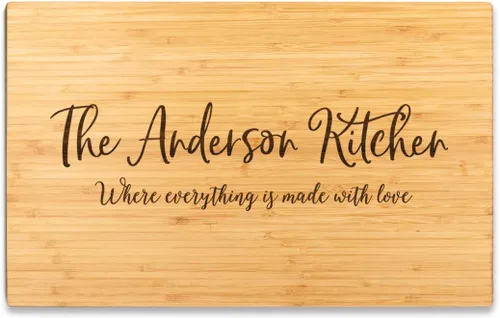 Vista 26 de Andaz Press Tabla de cortar grande de madera de bambú, 17.75 x 11 pulgadas, Aunt's Kitchen Where Everything is Made With Love, 1 paquete, tabla