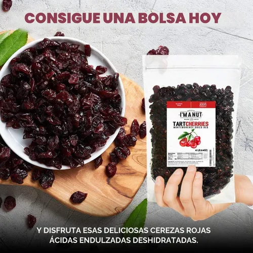 Vista 2 de Cerezas secas 1 LB (454g) Bolsa resellable, variedad Tart (agria) Montmorency - /endulzada